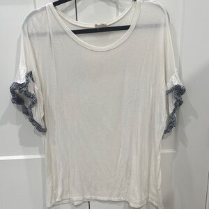 BiBi White Top with Ruffle Sleeves